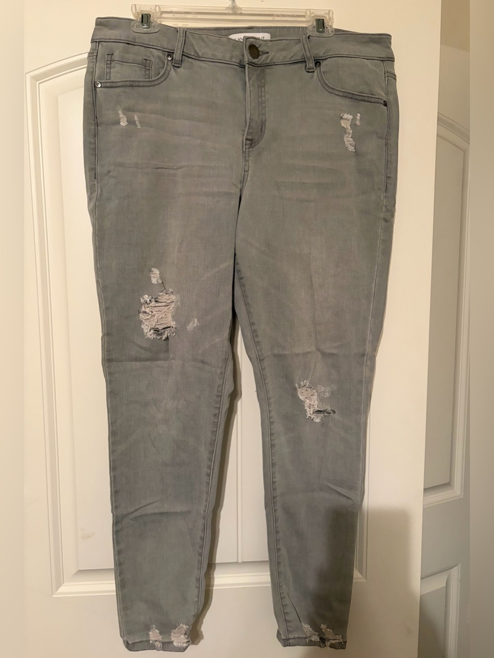 Lane Bryant Grey Distressed Skinny Jeans
